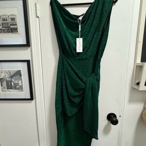 Santiago Off Shoulder Midi Dress - Emerald